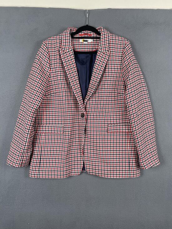 Boden Jackets & Blazers - Boden Bramley Blazer Womens 14 US Multicolor Check Collared Lined Pockets Preppy